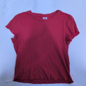 Urban Outfitters Red Ribbed Short Sleeve Tee -‎ M